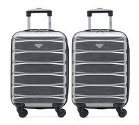 Flight Knight Set of 2 Premium Suitcases - Extra Stong Lightweight Luggage - Hardcase Suitcases with 4 Wheels & Built in Lock - (Set of 2 S+S)