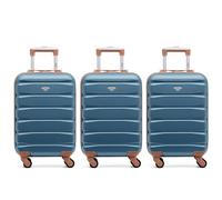 Flight Knight Set of 3 55x35x20cm Premium Suitcases - Extra Stong Lightweight Luggage - Travel Bag Hardcase Suitcases with 4 Wheels & Lock - easyJet and Ryanair Priority Compatible