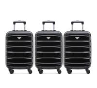 Flight Knight Set of 3 55x35x20cm Premium Suitcases - Extra Strong Lightweight Luggage - Travel Bag Hardcase Suitcases with 4 Wheels & Lock - easyJet and Ryanair Priority Compatible