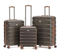 Flight Knight Set of 3 ABS Hard Shell Travel Suitcase | 55cm Carry-on Ryanair Priority, TUI Compliant with Medium & Large Check-in Luggage| Lightweight, Durable 8-Wheel Spinner | TSA Lock
