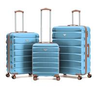Flight Knight Set of 3 ABS Hard Shell Travel Suitcase | 55cm Carry-on Ryanair Priority, TUI Compliant with Medium & Large Check-in Luggage| Lightweight, Durable 8-Wheel Spinner | TSA Lock