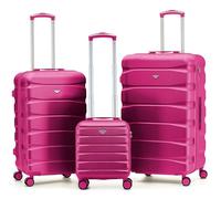 Flight Knight Set of 3 ABS Hard Shell Trunk Luggage for Vacation & Holidays | Carry-On 40cm, Medium & Large Check-in Travel Suitcase |Durable and Lightweight Trolley, 8-Wheel Spinner | TSA Lock