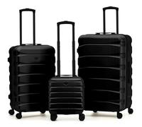 Flight Knight Set of 3 ABS Hard Shell Trunk Luggage for Vacation & Holidays | Carry-On 40cm, Medium & Large Check-in Travel Suitcase |Durable and Lightweight Trolley, 8-Wheel Spinner | TSA Lock