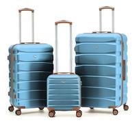 Flight Knight Set of 3 ABS Hard Shell Trunk Luggage for Vacation & Holidays | Carry-On 40cm, Medium & Large Check-in Travel Suitcase |Durable and Lightweight Trolley, 8-Wheel Spinner | TSA Lock