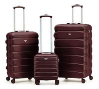 Flight Knight Set of 3 ABS Hard Shell Trunk Luggage for Vacation & Holidays | Carry-On 40cm, Medium & Large Check-in Travel Suitcase |Durable and Lightweight Trolley, 8-Wheel Spinner | TSA Lock