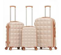 Flight Knight Set of 3 Hard Case Bubble Design Check-in Size Suitcases Hold Luggage - Set of 3 - Cream / Tan