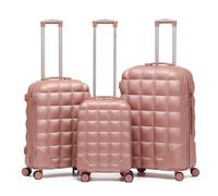 Flight Knight Set of 3 Hard Case Bubble Design Check-in Size Suitcases Hold Luggage - Set of 3 - Rose Gold