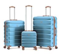 Flight Knight Set of 3 Hard Shell Travel Suitcase | 45cm Underseat Bag easyJet Compliant with M and L Check-in Suitcases | Perfect for Vacation & Weekend Trips | Durable ABS with Secure TSA Lock