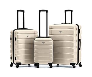 Flight Knight Set of 3 Lightweight 4 Wheel ABS Hard Case Suitcases Cabin & Hold Luggage Options Approved for Over 100 Airlines Including easyJet, British Airways, Ryanair, Jet2 & Many More