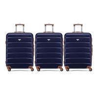 Flight Knight Set of 3 Medium 25" Check in Premium Suitcases - Extra Stong Lightweight Luggage - Travel Bag Hardcase Suitcases with 4 Wheels & Lock - 70x52x27cm