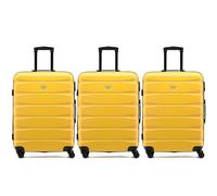 Flight Knight Set of 3 Medium 25" Check in Premium Suitcases - Extra Stong Lightweight Luggage - Travel Bag Hardcase Suitcases with 4 Wheels & Lock - 70x52x27cm