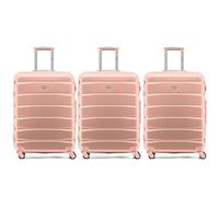 Flight Knight Set of 3 Medium 25" Check in Premium Suitcases - Extra Stong Lightweight Luggage - Travel Bag Hardcase Suitcases with 4 Wheels & Lock - 70x52x27cm