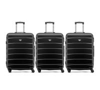 Flight Knight Set of 3 Medium 25" Check in Premium Suitcases - Extra Stong Lightweight Luggage - Travel Bag Hardcase Suitcases with 4 Wheels & Lock - 70x52x27cm