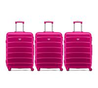 Flight Knight Set of 3 Medium 25" Check in Premium Suitcases - Extra Stong Lightweight Luggage - Travel Bag Hardcase Suitcases with 4 Wheels & Lock - 70x52x27cm