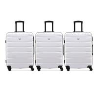 Flight Knight Set of 3 Medium 25" Check in Premium Suitcases - Extra Stong Lightweight Luggage - Travel Bag Hardcase Suitcases with 4 Wheels & Lock - 70x52x27cm