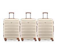Flight Knight Set of 3 Medium 25" Check in Premium Suitcases - Extra Stong Lightweight Luggage - Travel Bag Hardcase Suitcases with 4 Wheels & Lock - 70x52x27cm