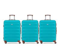Flight Knight Set of 3 Medium 25" Check in Premium Suitcases - Extra Stong Lightweight Luggage - Travel Bag Hardcase Suitcases with 4 Wheels & Lock - 70x52x27cm