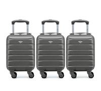 Flight Knight Set of 3 Premium Lightweight 4 Wheel ABS Hard Case Suitcases Cabin Carry On Hand Luggage Approved for Over 100 Airlines Including BA, easyJet & Maximum Size for Ryanair 40x20x25cm