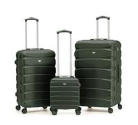 Flight Knight Set of 3 Trunk Luggage for Holidays Check in with 40x30x20cm Carry on, Medium & Large Hold Suitcase Durable and Lightweight Travel Trolley 8-Wheel Spinner TSA Lock