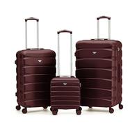 Flight Knight Set of 3 Trunk Luggage for Holidays Check in with 40x30x20cm Carry on, Medium & Large Hold Suitcase Durable and Lightweight Travel Trolley 8-Wheel Spinner TSA Lock
