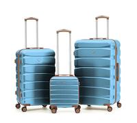 Flight Knight Set of 3 Trunk Luggage for Holidays Check in with 40x30x20cm Carry on, Medium & Large Hold Suitcase Durable and Lightweight Travel Trolley 8-Wheel Spinner TSA Lock