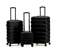 Flight Knight Set of 3 Trunk Luggage for Holidays Check in with 40x30x20cm Carry on, Medium & Large Hold Suitcase Durable and Lightweight Travel Trolley 8-Wheel Spinner TSA Lock