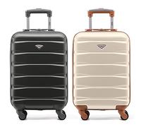 Flight Knight Suitcase Set of 2 Lightweight 4 Wheel ABS Hard Case Cabin Carry On Hand Luggage Approved for Over 100 Airlines Including easyJet, British Airways, Ryanair & Many More 55x35x20cm