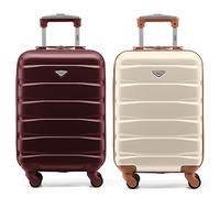 Flight Knight Suitcase Set of 2 Lightweight 4 Wheel ABS Hard Case Cabin Carry On Hand Luggage Approved for Over 100 Airlines Including easyJet, British Airways, Ryanair & Many More 55x35x20cm