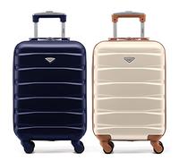 Flight Knight Suitcase Set of 2 Lightweight 4 Wheel ABS Hard Case Cabin Carry On Hand Luggage Approved for Over 100 Airlines Including easyJet, British Airways, Ryanair & Many More 55x35x20cm