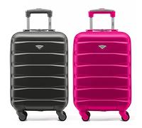 Flight Knight Suitcase Set of 2 Lightweight 4 Wheel ABS Hard Case Cabin Carry On Hand Luggage Approved for Over 100 Airlines Including easyJet, British Airways, Ryanair & Many More 55x35x20cm