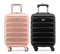 Flight Knight Suitcase Set of 2 Lightweight 4 Wheel ABS Hard Case Cabin Carry On Hand Luggage Approved for Over 100 Airlines Including easyJet, British Airways, Ryanair & Many More 55x35x20cm