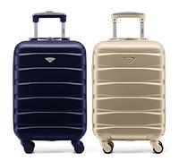 Flight Knight Suitcase Set of 2 Lightweight 4 Wheel ABS Hard Case Cabin Carry On Hand Luggage Approved for Over 100 Airlines Including easyJet, British Airways, Ryanair & Many More 55x35x20cm