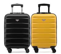 Flight Knight Suitcase Set of 2 Lightweight 4 Wheel ABS Hard Case Cabin Carry On Hand Luggage Approved for Over 100 Airlines Including easyJet, British Airways, Ryanair & Many More 55x35x20cm