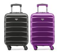 Flight Knight Suitcase Set of 2 Lightweight 4 Wheel ABS Hard Case Cabin Carry On Hand Luggage Approved for Over 100 Airlines Including easyJet, British Airways, Ryanair & Many More 55x35x20cm
