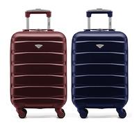 Flight Knight Suitcase Set of 2 Lightweight 4 Wheel ABS Hard Case Cabin Carry On Hand Luggage Approved for Over 100 Airlines Including easyJet, British Airways, Ryanair & Many More 55x35x20cm