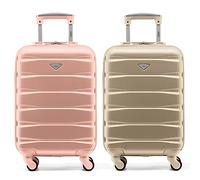 Flight Knight Suitcase Set of 2 Lightweight 4 Wheel ABS Hard Case Cabin Carry On Hand Luggage Approved for Over 100 Airlines Including easyJet, British Airways, Ryanair & Many More 55x35x20cm