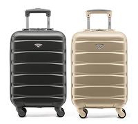 Flight Knight Suitcase Set of 2 Lightweight 4 Wheel ABS Hard Case Cabin Carry On Hand Luggage Approved for Over 100 Airlines Including easyJet, British Airways, Ryanair & Many More 55x35x20cm