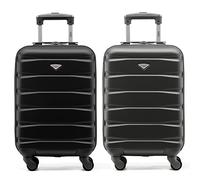Flight Knight Suitcase Set of 2 Lightweight 4 Wheel ABS Hard Case Cabin Carry On Hand Luggage Approved for Over 100 Airlines Including easyJet, British Airways, Ryanair & Many More 55x35x20cm