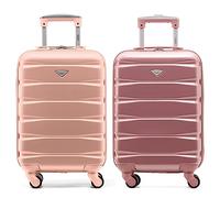 Flight Knight Suitcase Set of 2 Lightweight 4 Wheel ABS Hard Case Cabin Carry On Hand Luggage Approved for Over 100 Airlines Including easyJet, British Airways, Ryanair & Many More 55x35x20cm