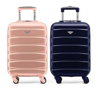 Flight Knight Suitcase Set of 2 Lightweight 4 Wheel ABS Hard Case Cabin Carry On Hand Luggage Approved for Over 100 Airlines Including easyJet, British Airways, Ryanair & Many More 55x35x20cm