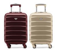 Flight Knight Suitcase Set of 2 Lightweight 4 Wheel ABS Hard Case Cabin Carry On Hand Luggage Approved for Over 100 Airlines Including easyJet, British Airways, Ryanair & Many More 55x35x20cm