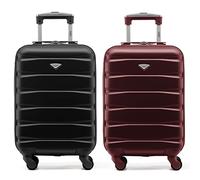 Flight Knight Suitcase Set of 2 Lightweight 4 Wheel ABS Hard Case Cabin Carry On Hand Luggage Approved for Over 100 Airlines Including easyJet, British Airways, Ryanair & Many More 55x35x20cm