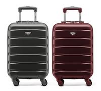 Flight Knight Suitcase Set of 2 Lightweight 4 Wheel ABS Hard Case Cabin Carry On Hand Luggage Approved for Over 100 Airlines Including easyJet, British Airways, Ryanair & Many More 55x35x20cm