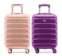 Flight Knight Suitcase Set of 2 Lightweight 4 Wheel ABS Hard Case Cabin Carry On Hand Luggage Approved for Over 100 Airlines Including easyJet, British Airways, Ryanair & Many More 55x35x20cm