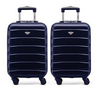Flight Knight Suitcase Set of 2 Lightweight 4 Wheel ABS Hard Case Cabin Carry On Hand Luggage Approved for Over 100 Airlines Including easyJet, British Airways, Ryanair & Many More 55x35x20cm