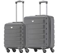 Flight Knight Suitcase Set of 2 Lightweight 4 Wheel ABS Hard Case Cabin Carry On Hand Luggage - easyJet Maximum Size for Overhead Cabin & Under Seat Carry-On - 45x36x20cm & 56x45x25cm