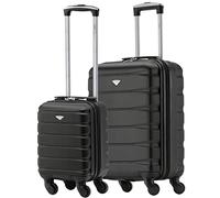 Flight Knight Suitcase Set of 2 Lightweight 4 Wheel ABS Hard Case Cabin Carry On Hand Luggage - Ryanair Maximum Size for Overhead Cabin & Under Seat Carry-On - 55x40x20cm & 40x20x25cm