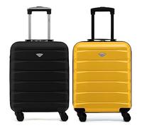 Flight Knight Suitcase Set of 2 Travel Carry-Ons Lightweight Luggage 4 Wheel ABS Hard Shell Ryanair Cabin Bags 55 x 40 x 20 (Priority) Small Suitcase Approved for Over 60 Airlines- easyJet, Jet2
