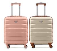 Flight Knight Suitcase Set of 2 Travel Carry-Ons Lightweight Luggage 4 Wheel ABS Hard Shell Ryanair Cabin Bags 55 x 40 x 20 (Priority) Small Suitcase Approved for Over 60 Airlines- easyJet, Jet2