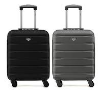 Flight Knight Suitcase Set of 2 Travel Carry-Ons Lightweight Luggage 4 Wheel ABS Hard Shell Ryanair Cabin Bags 55 x 40 x 20 (Priority) Small Suitcase Approved for Over 60 Airlines- easyJet, Jet2